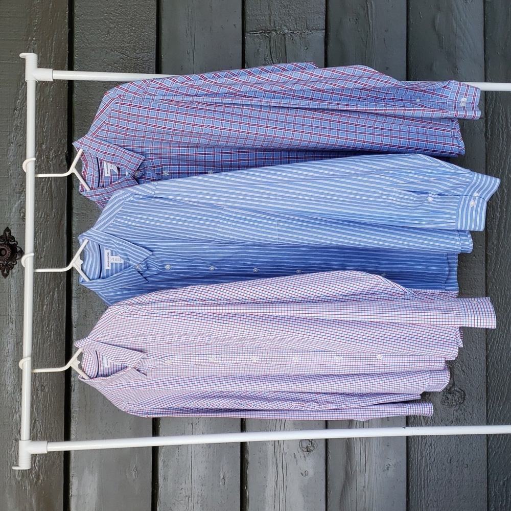 Men's Long Sleeve Plaid Stripe Dress Shirts sz XXL Bundle of 3